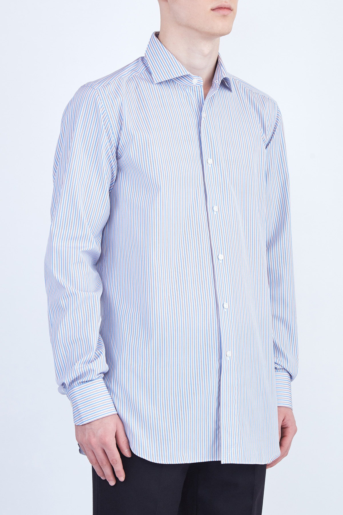 Хлопковая рубашка в полоску из мягкой ткани Supercotone XACUS, цвет голубой, размер 48;50;56;52;52 - фото 3